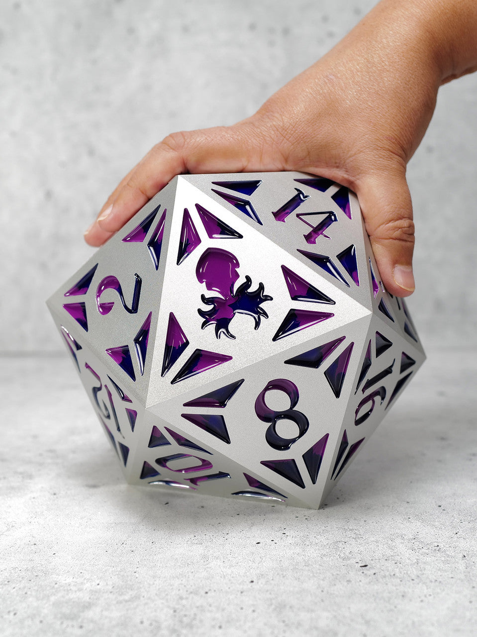 Leviathan Revival Solid Aluminum D20 inked in Purple & Blue